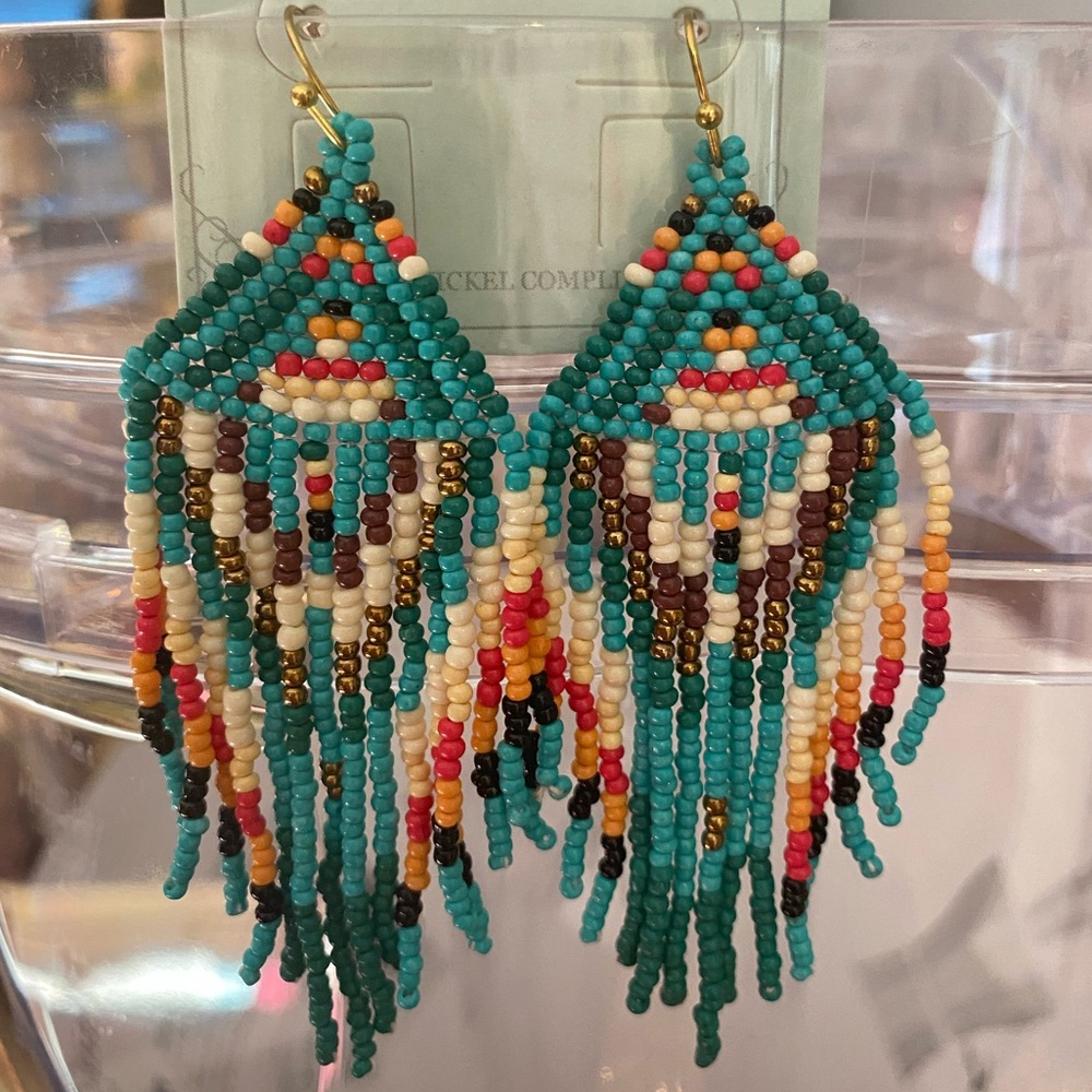 Icon Collection Beaded Fringe Earrings - Multicolor